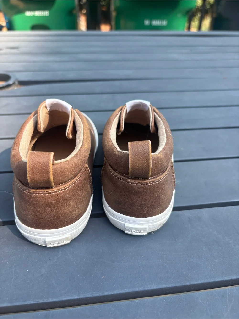 TOMS Kids Brown Canvas Slip-On Sneakers with White Trim